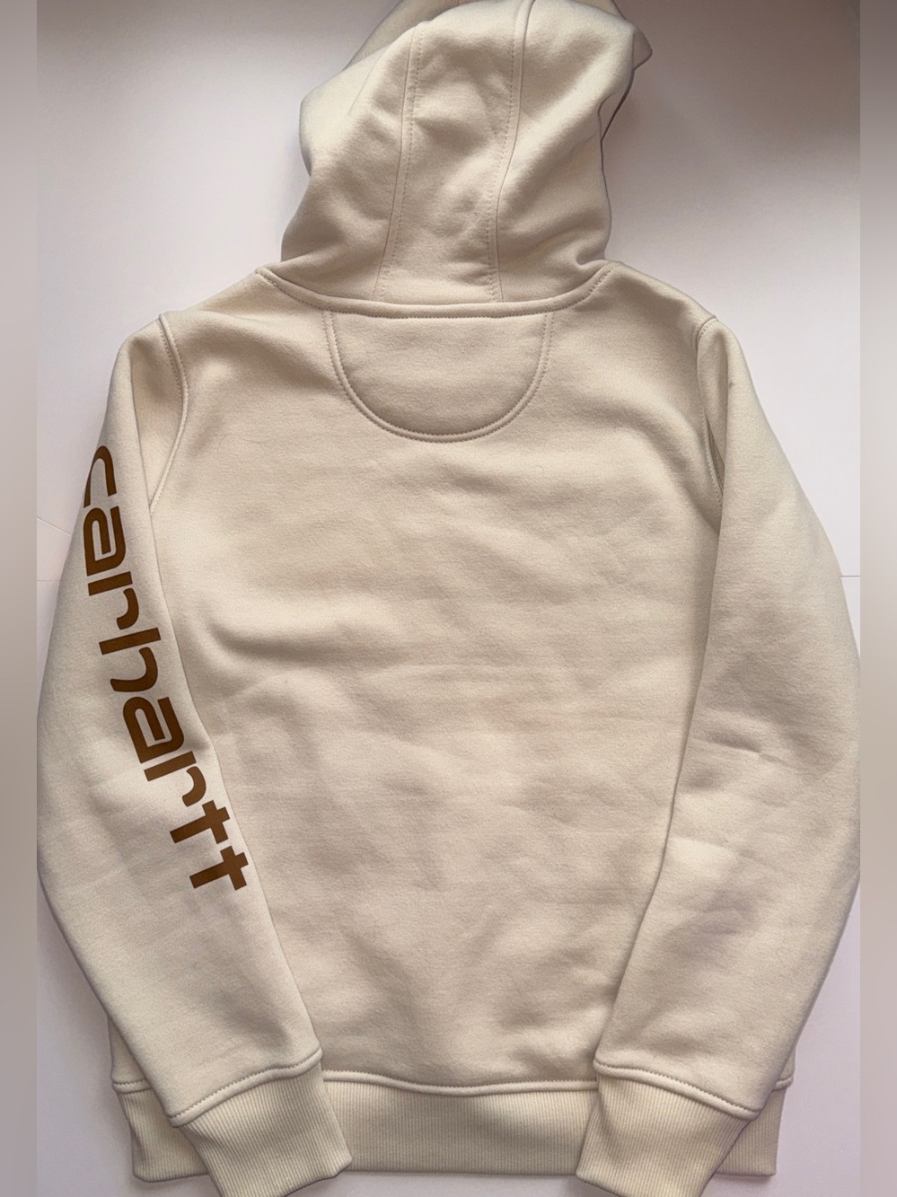 Carhartt Cream Pullover Hoodie with Brown Logo - Picture 3 of 3